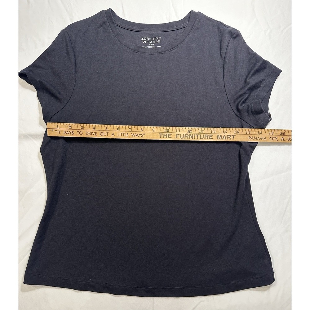 Adrienne Vittadini Womens Black Ponte Knit Short Sleeve Crew Neck T-Shirt L - Picture 3 of 4